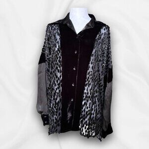 Carlisle Collection Silk & Velvet Burnout Blouse With Sparkle - Evening Sz 8